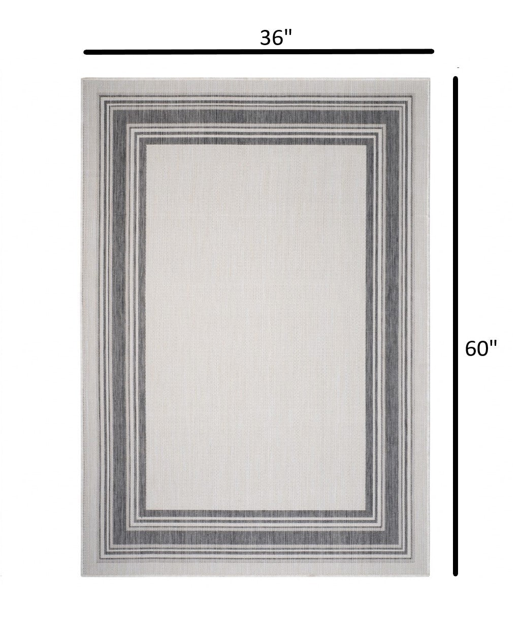 3' x 5' Gray Framed Indoor Outdoor Area Rug
