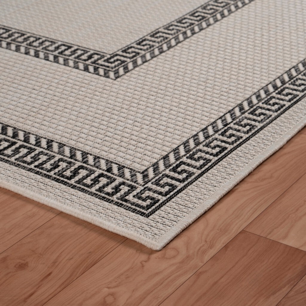 3' x 5' Gray Double Border Indoor Outdoor Area Rug
