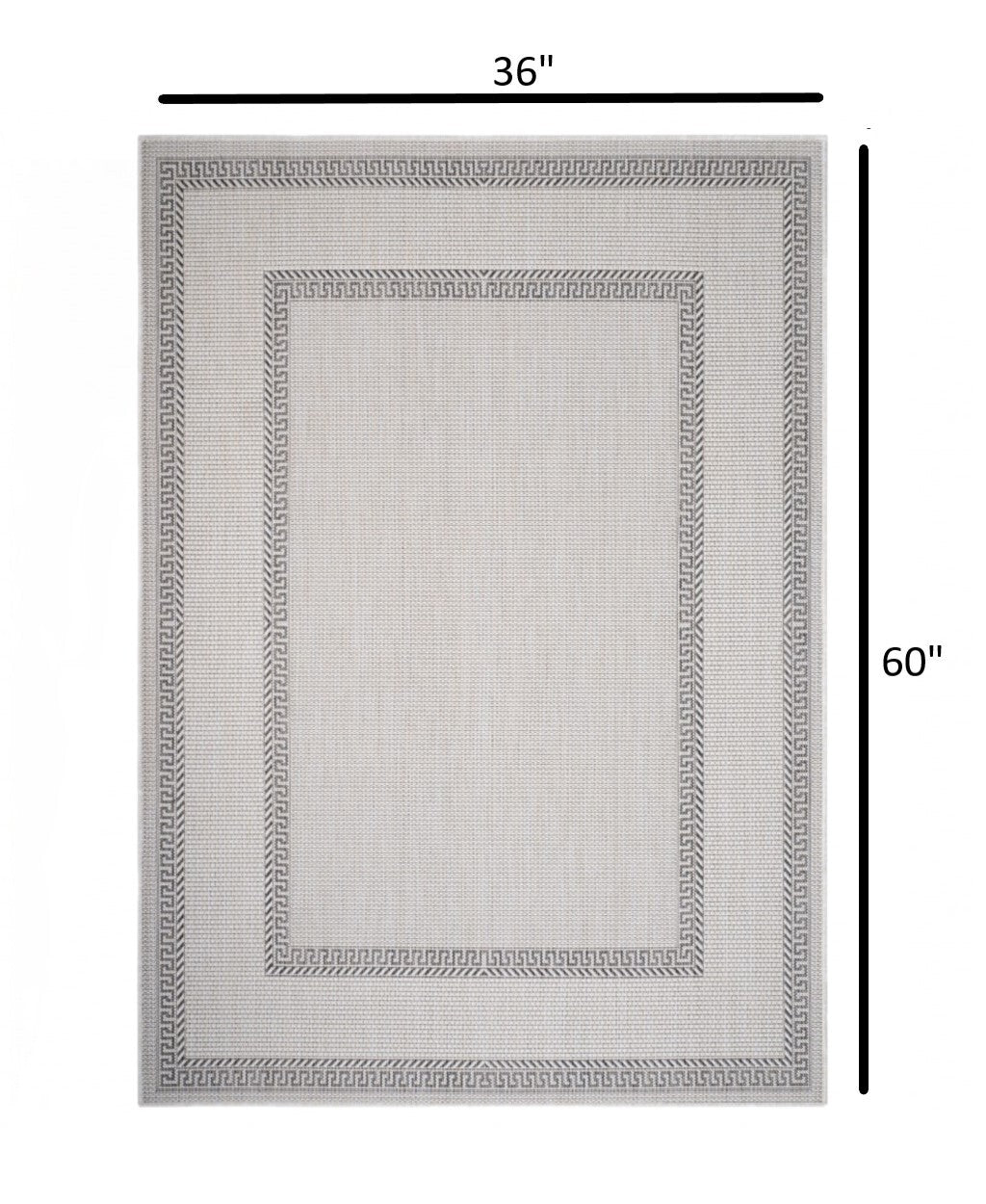 3' x 5' Gray Double Border Indoor Outdoor Area Rug