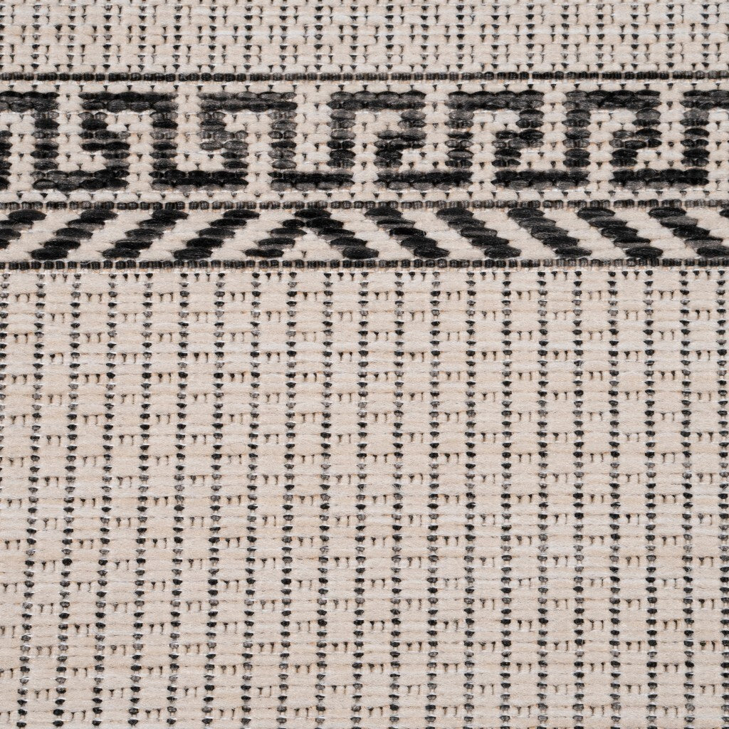 5' x 7' Gray Double Border Indoor Outdoor Area Rug