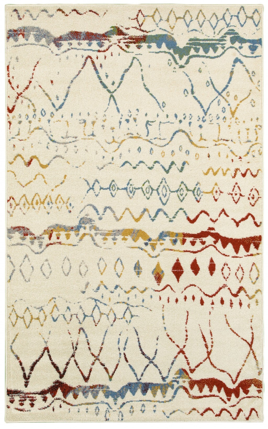 5' x 7' Cream Abstract Berber Pattern Area Rug