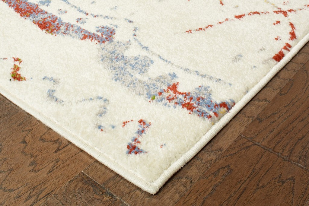 5' x 7' Cream Abstract Berber Pattern Area Rug