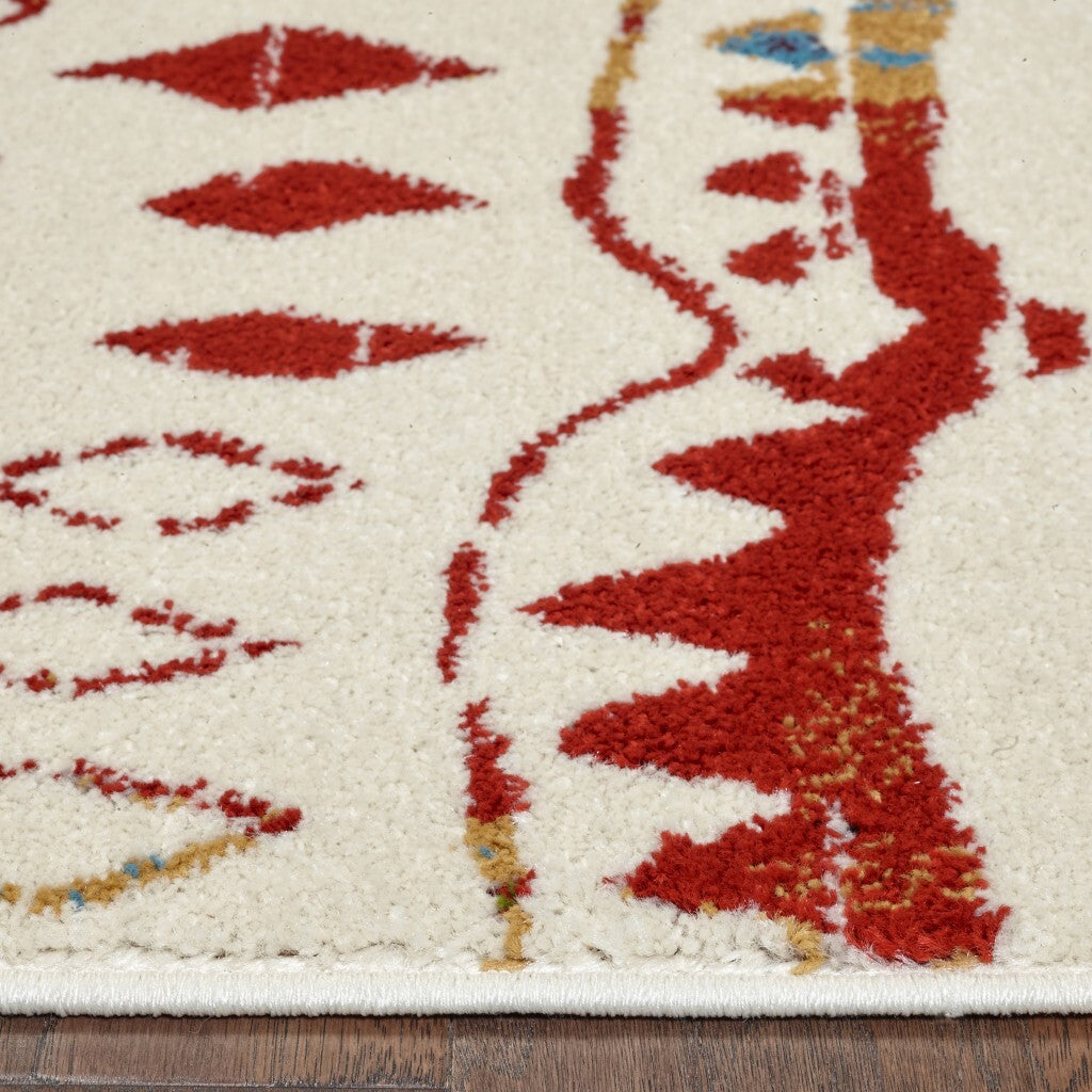 5' x 7' Cream Abstract Berber Pattern Area Rug