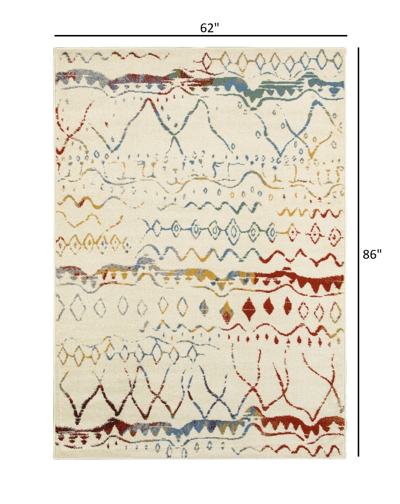 5' x 7' Cream Abstract Berber Pattern Area Rug