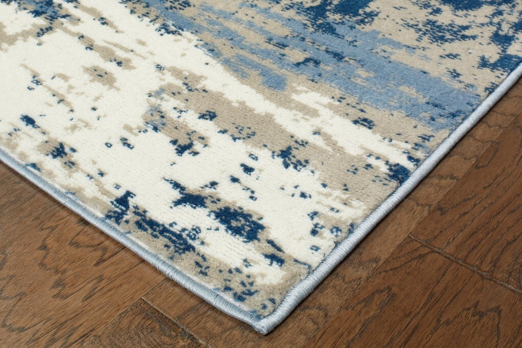 5' x 7' Beige and Blue Scenic Area Rug