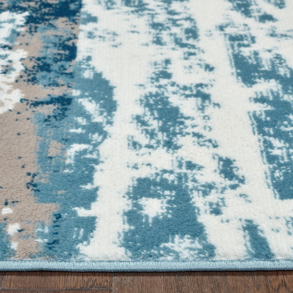 5' x 7' Beige and Blue Scenic Area Rug