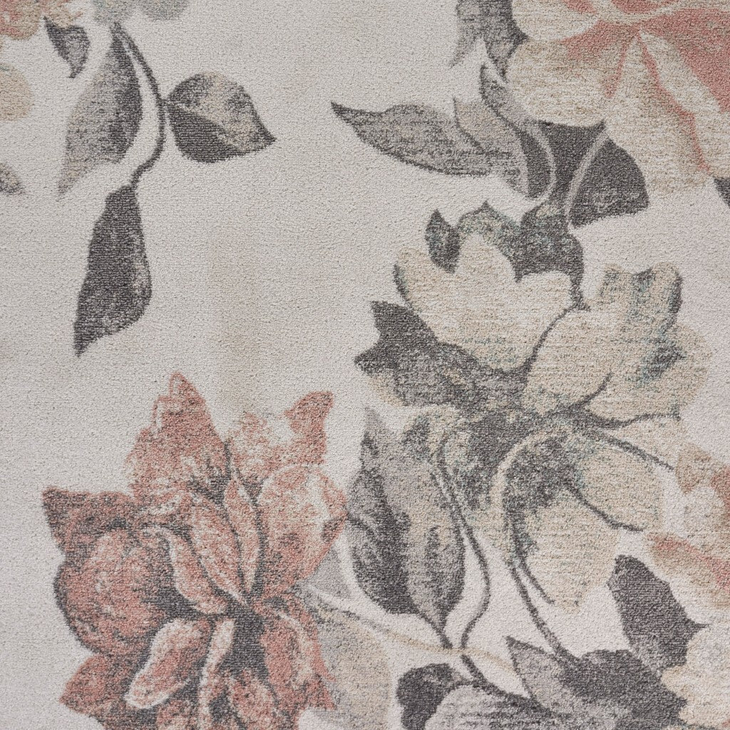 8' x 10' Ivory Blooming Rose Area Rug
