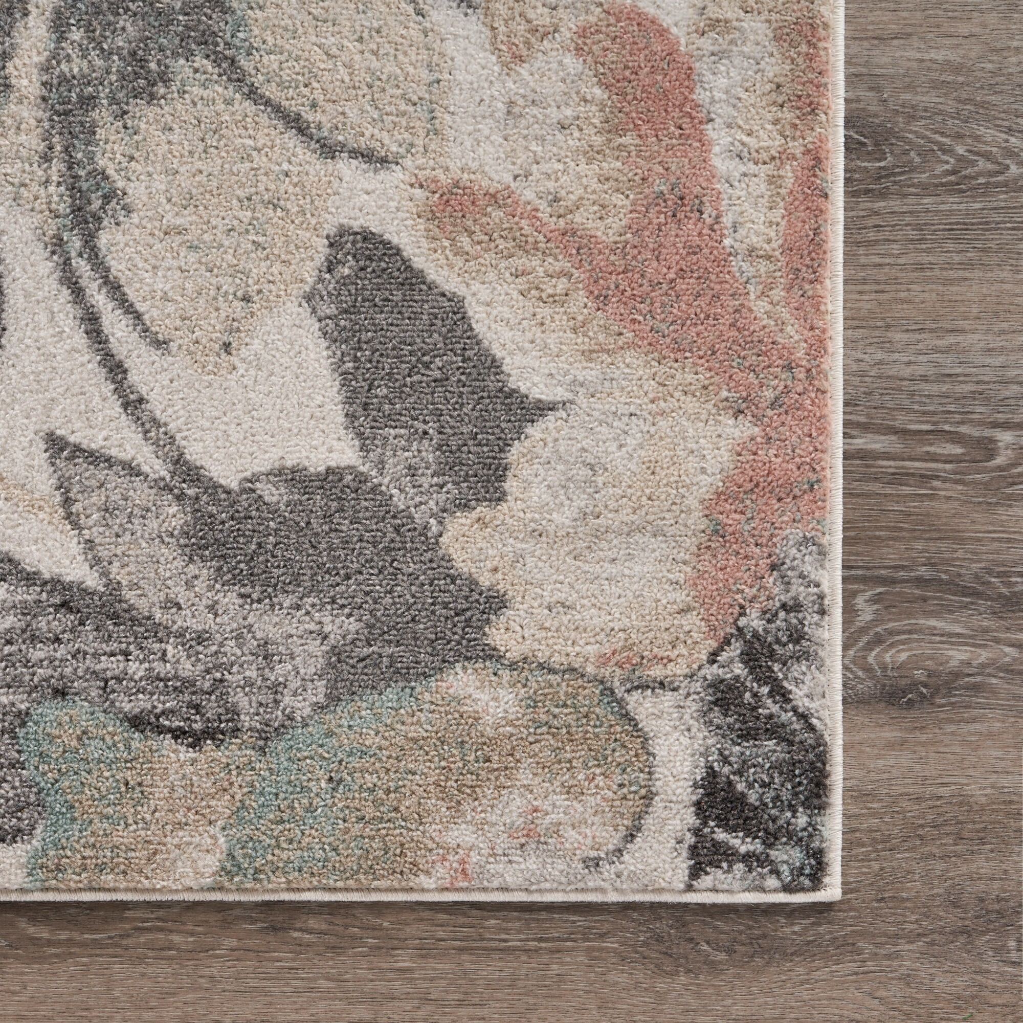8' x 10' Ivory Blooming Rose Area Rug