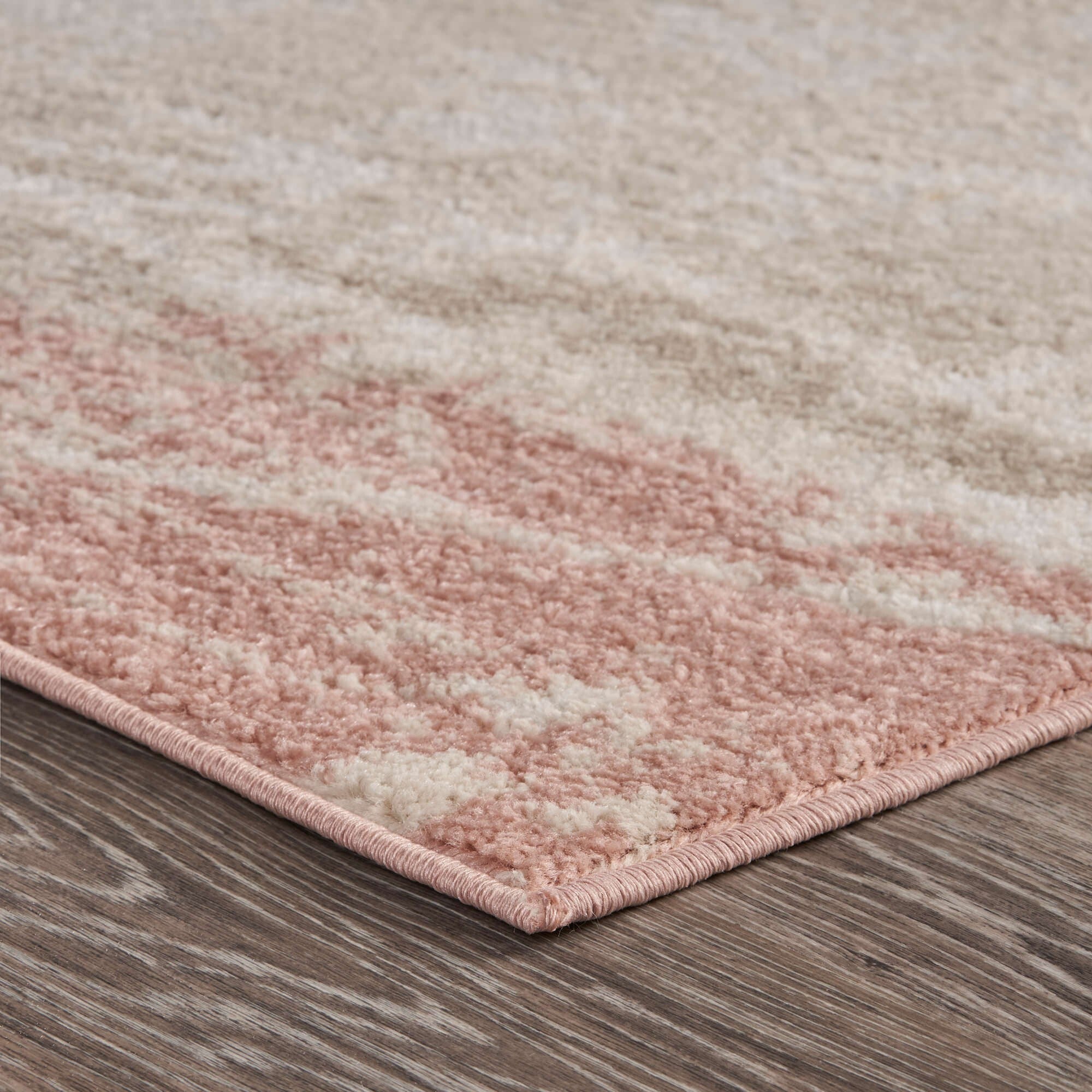 8' x 10' Blush and Beige Abstract Strokes Area Rug