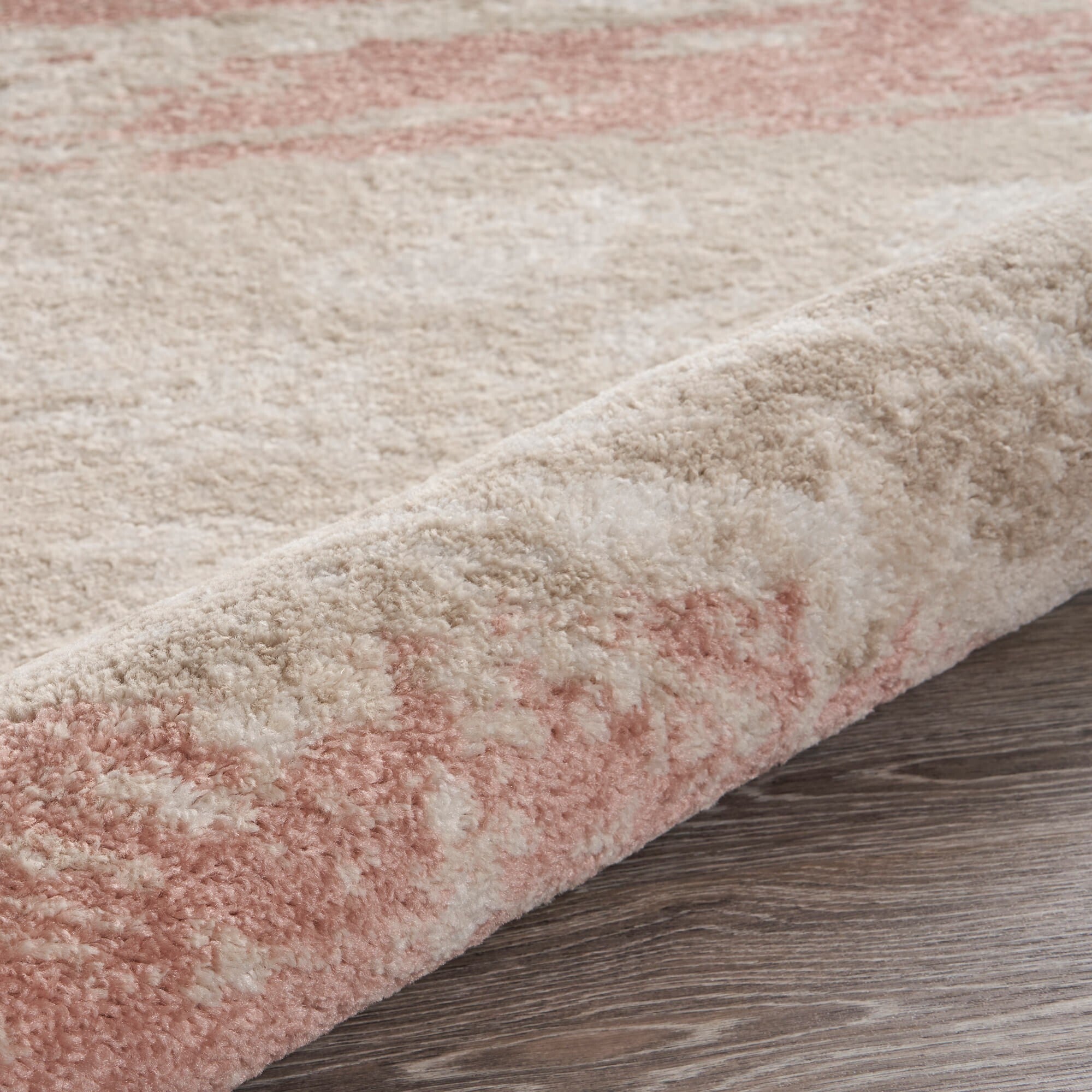 8' x 10' Blush and Beige Abstract Strokes Area Rug