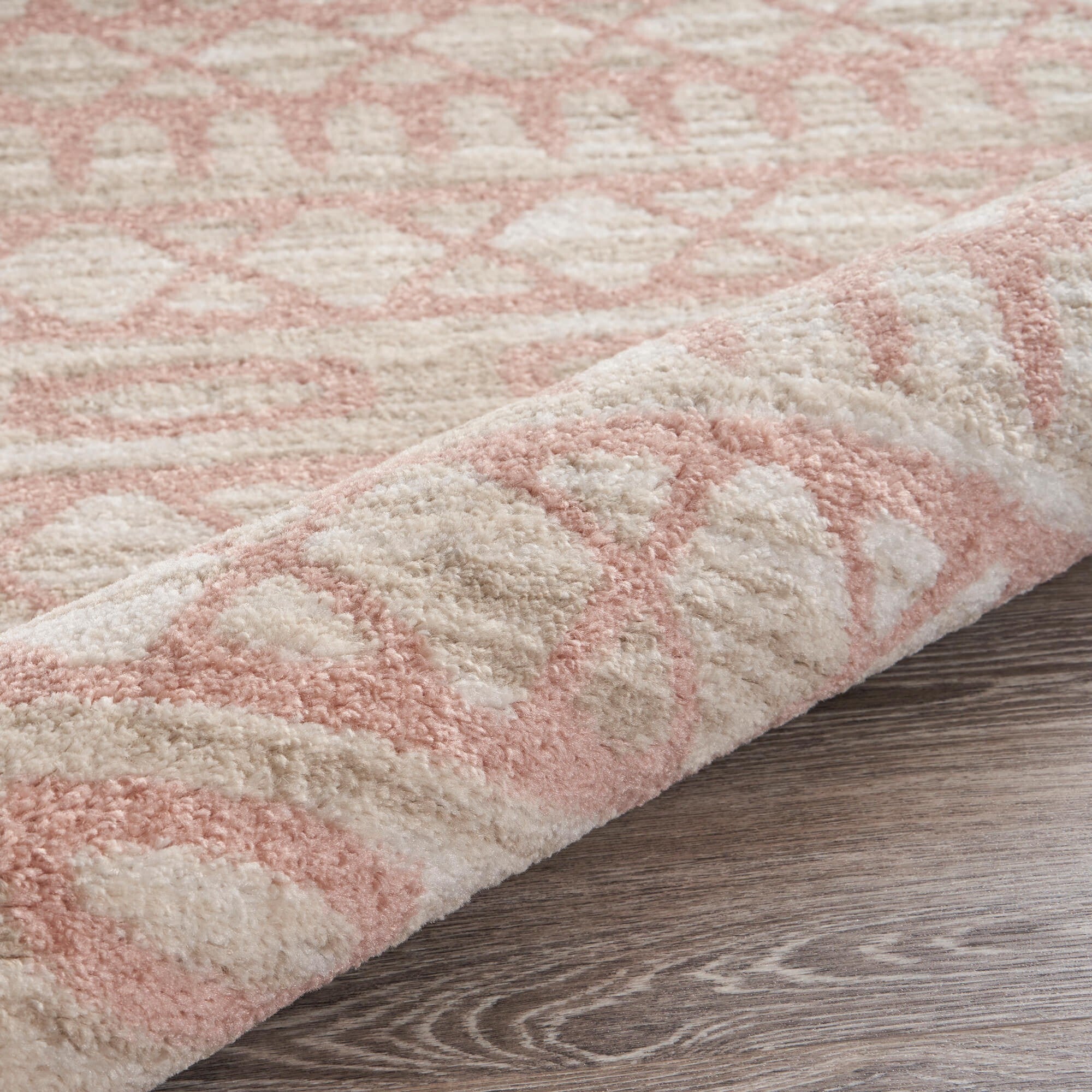 8' x 9' Blush and Beige Geometric Striped Area Rug