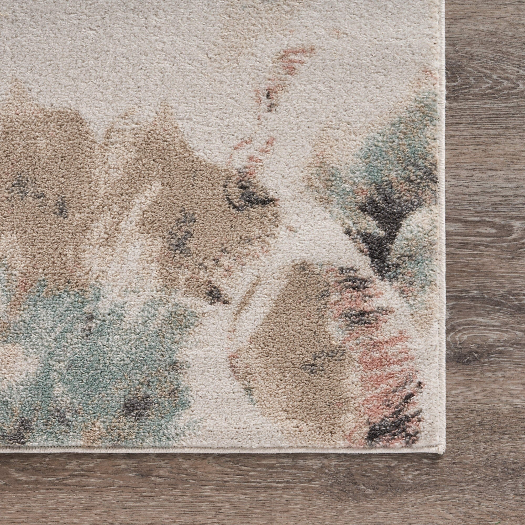 5' x 7' Ivory Soft Floral Artwork Area Rug