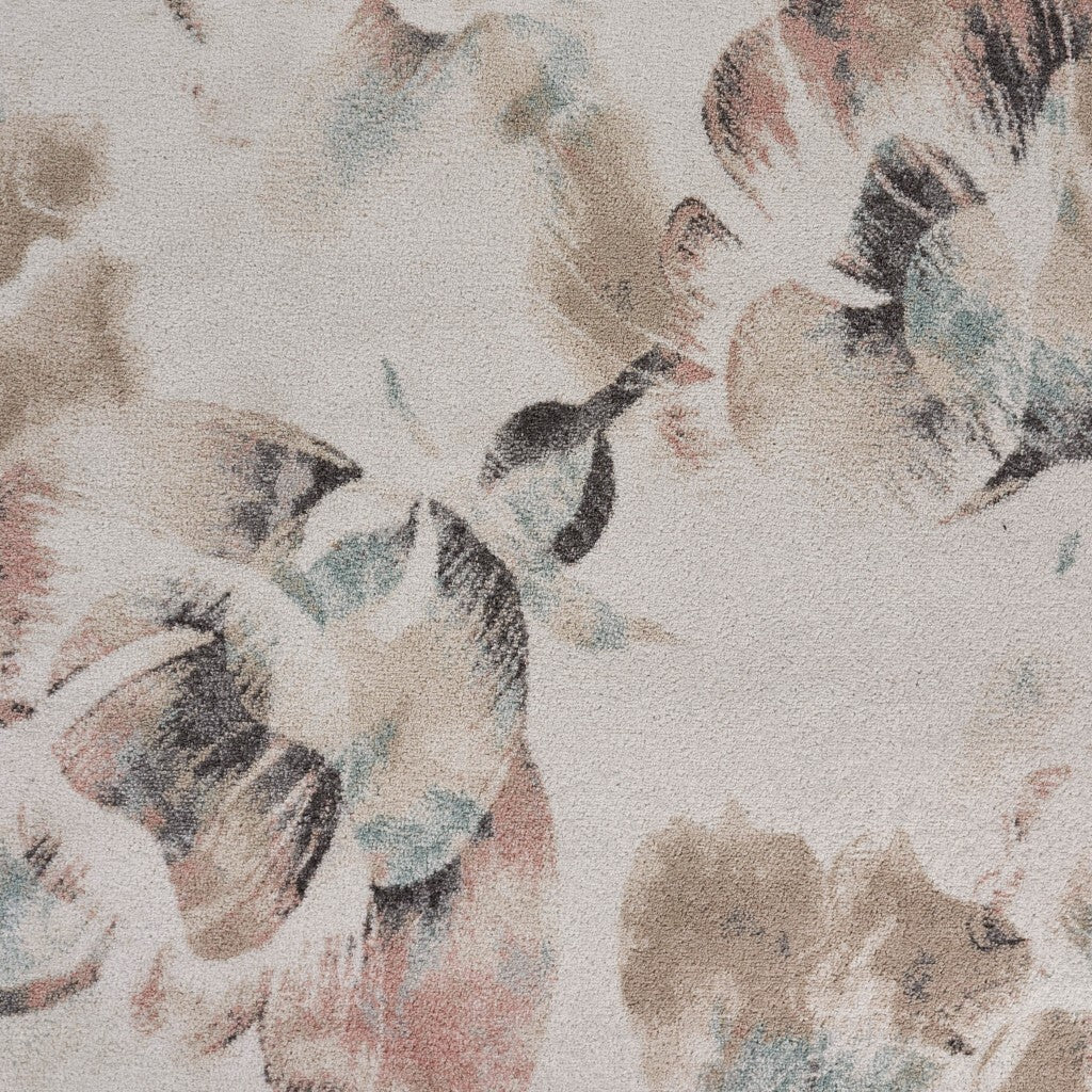 8' x 10' Ivory Soft Floral Artwork Area Rug