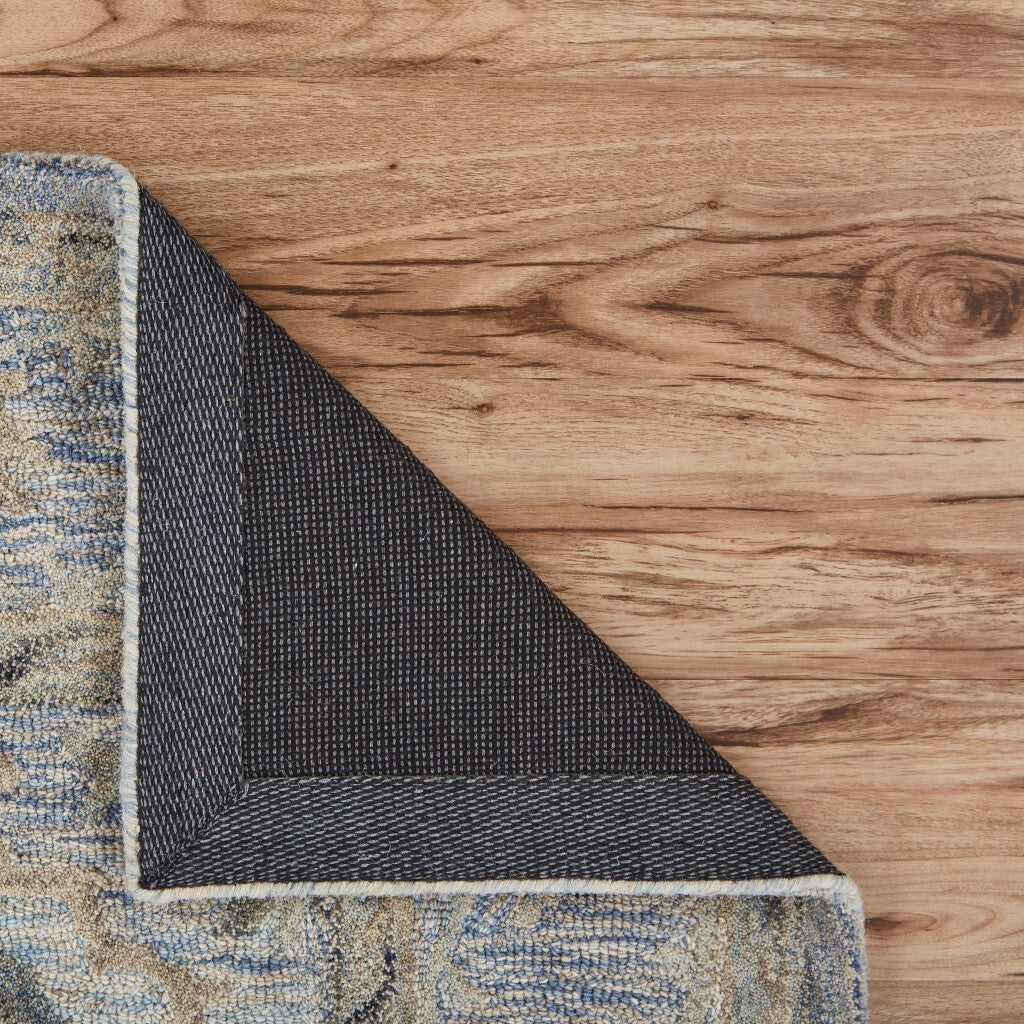 5' x 8' Blue and Tan Traditional Area Rug