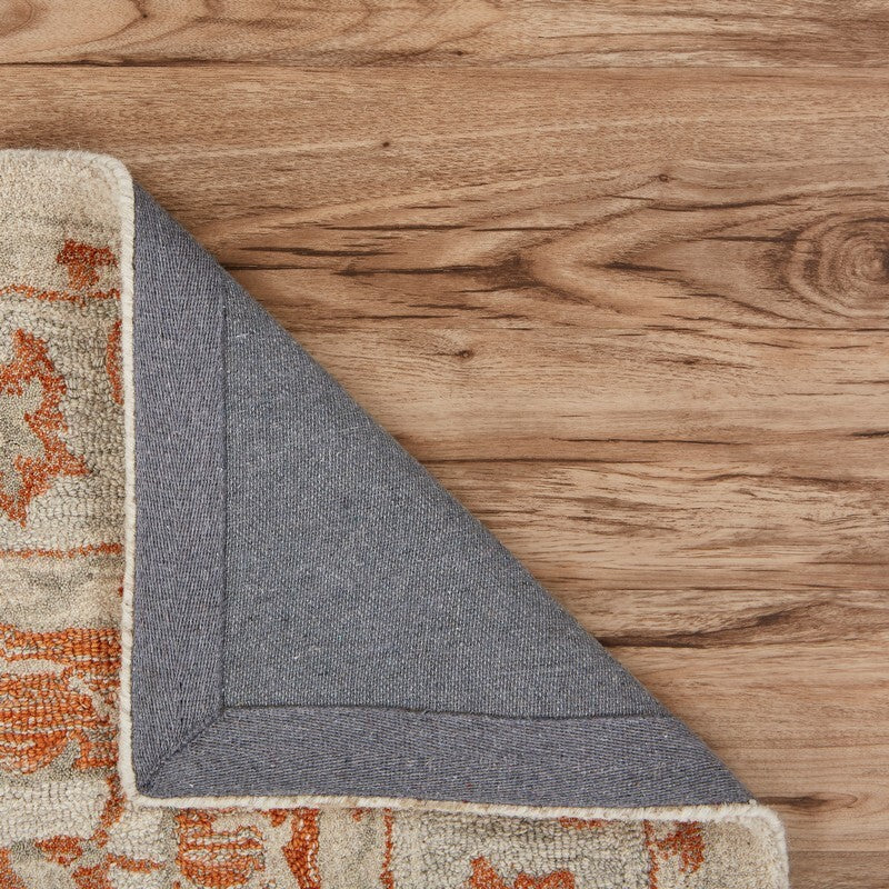 9' x 12' Orange and Ivory Medallion Area Rug