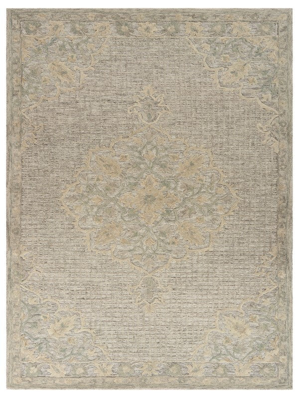 9' x 12' Beige Distressed Floral Area Rug