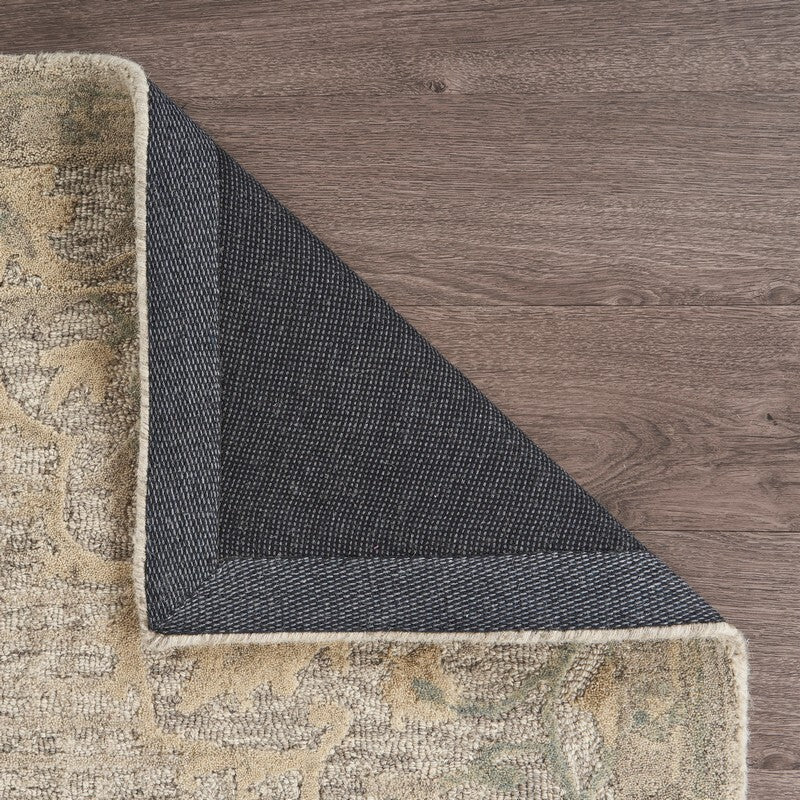 9' x 12' Beige Distressed Floral Area Rug