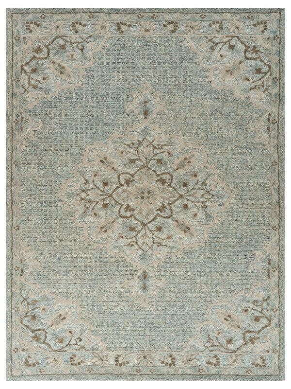 5' x 8' Blue and Beige Flor Medallion Area Rug