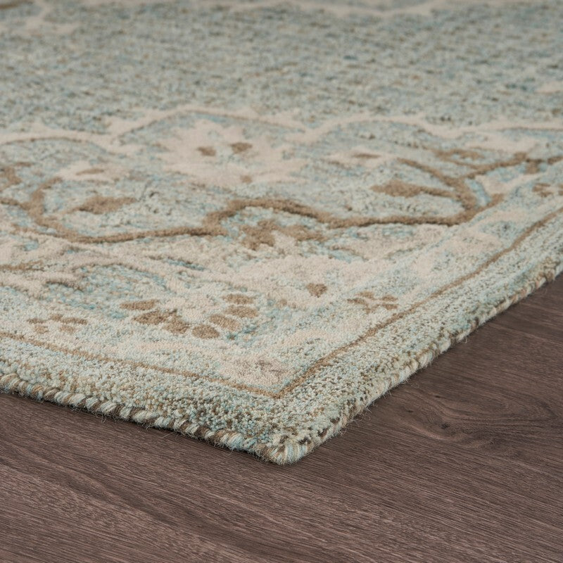 5' x 8' Blue and Beige Flor Medallion Area Rug