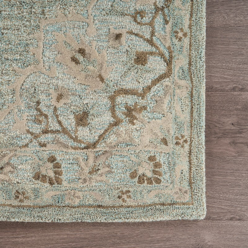 5' x 8' Blue and Beige Flor Medallion Area Rug