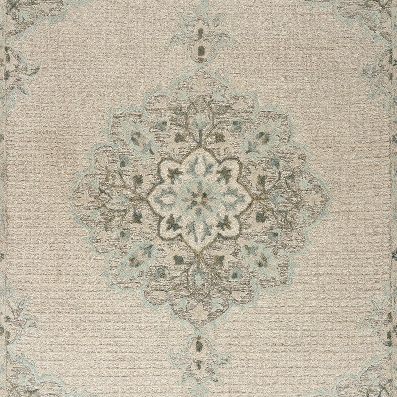 8' x 10' Ivory Distressed Floral Area Rug