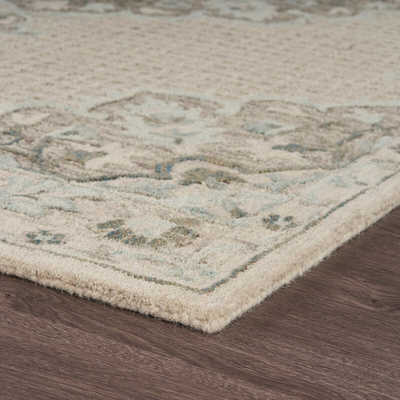 8' x 10' Ivory Distressed Floral Area Rug