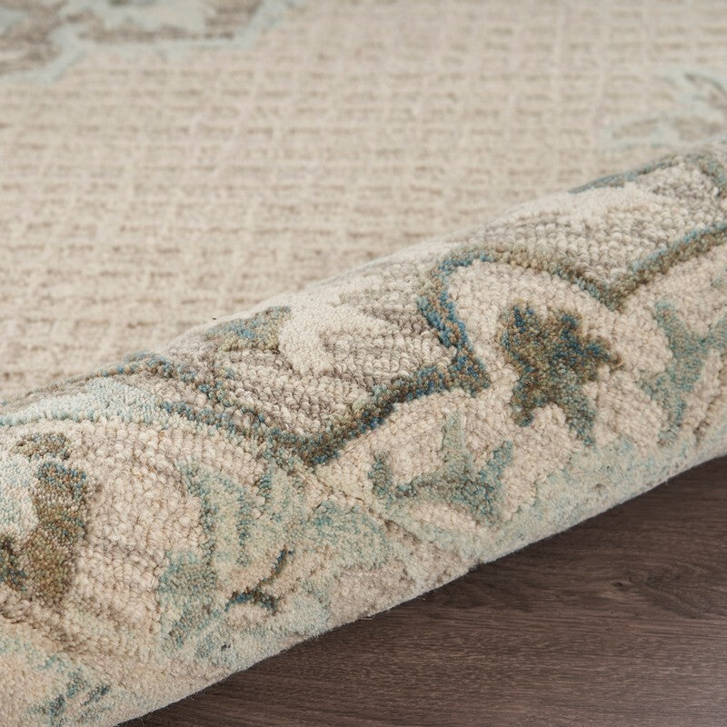 8' x 10' Ivory Distressed Floral Area Rug