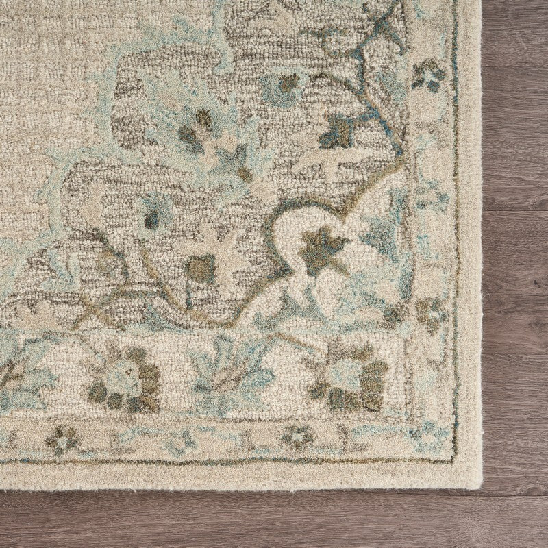 8' x 10' Ivory Distressed Floral Area Rug