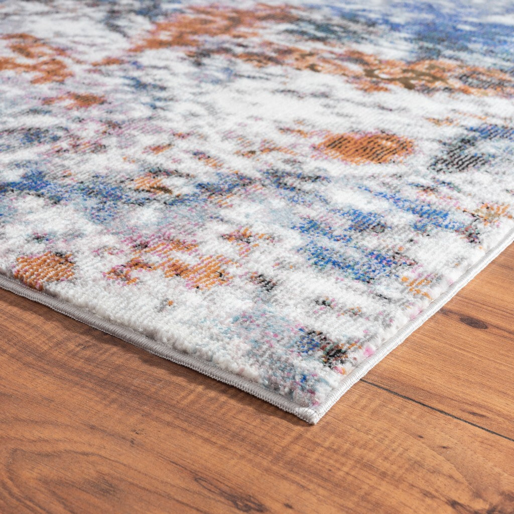 5' x 8' Blue and White Abstract Ocean Area Rug
