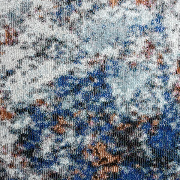 8' x 10' Blue and White Abstract Ocean Area Rug