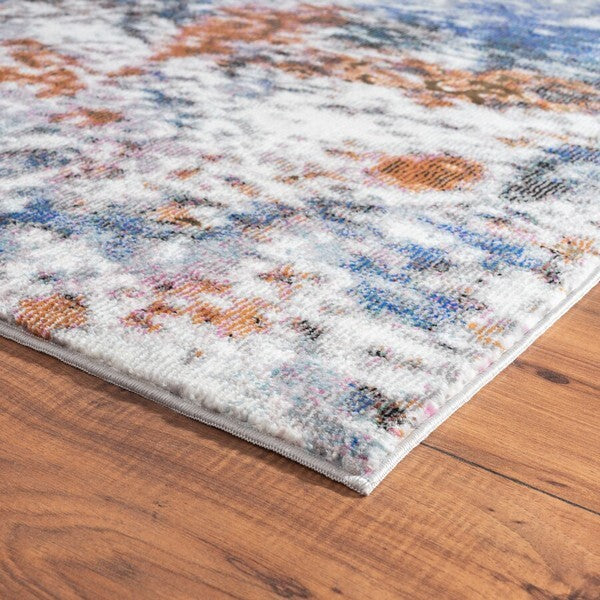 8' x 10' Blue and White Abstract Ocean Area Rug
