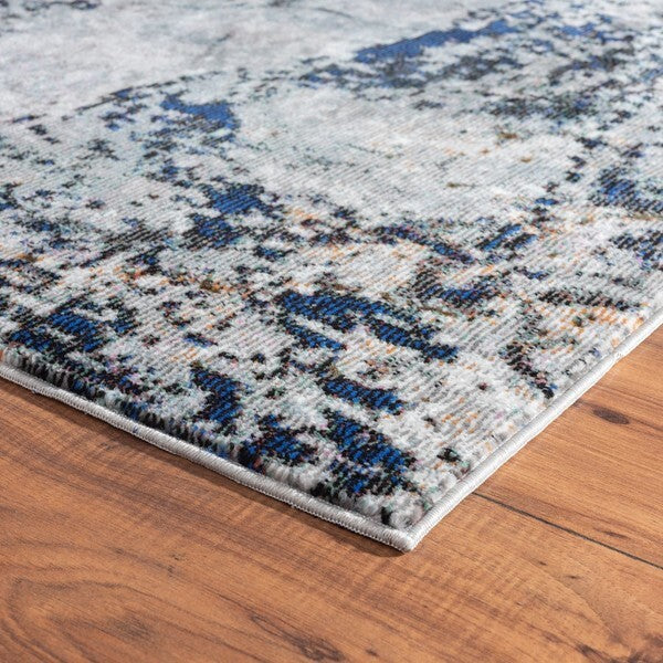 8' x 10' Navy and Gray Abstract Ice Area Rug