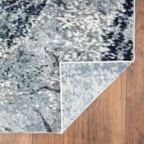 8' x 10' Navy and Gray Abstract Ice Area Rug