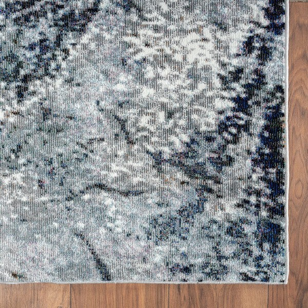 8' x 10' Navy and Gray Abstract Ice Area Rug