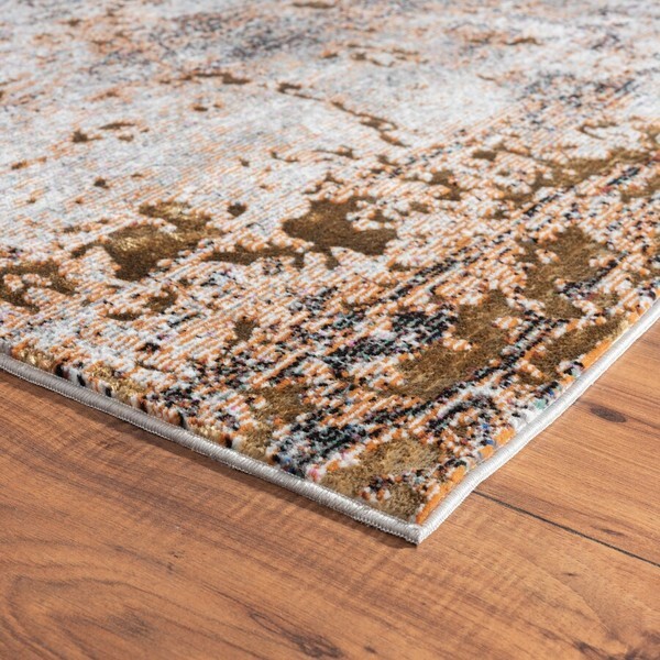 5' x 8' Gray And Orange Storm Area Rug