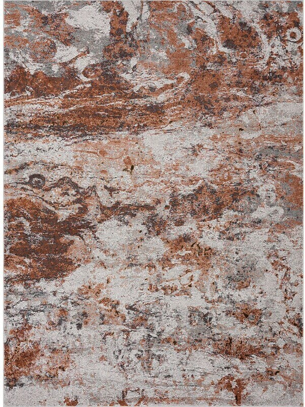 8' x 10' Brown and White Abstract Earth Area Rug