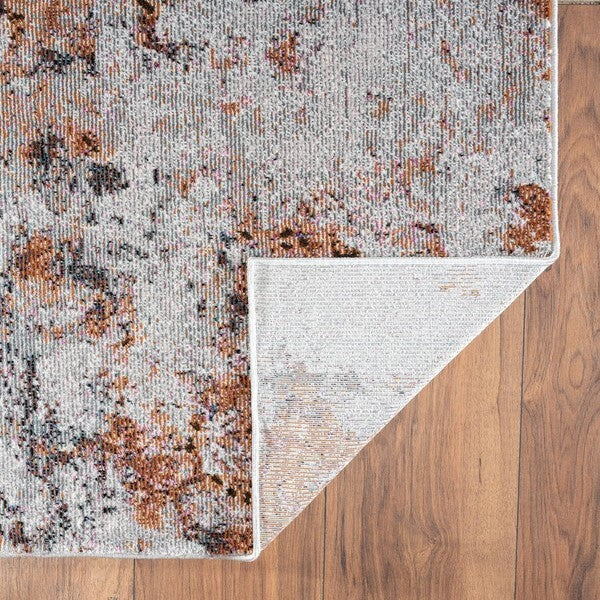 8' x 10' Brown and White Abstract Earth Area Rug