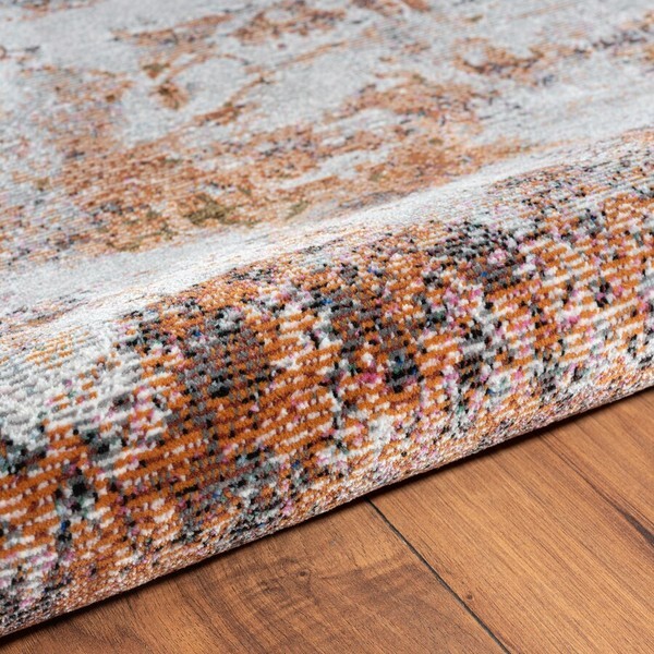 8' x 10' Brown and White Abstract Earth Area Rug