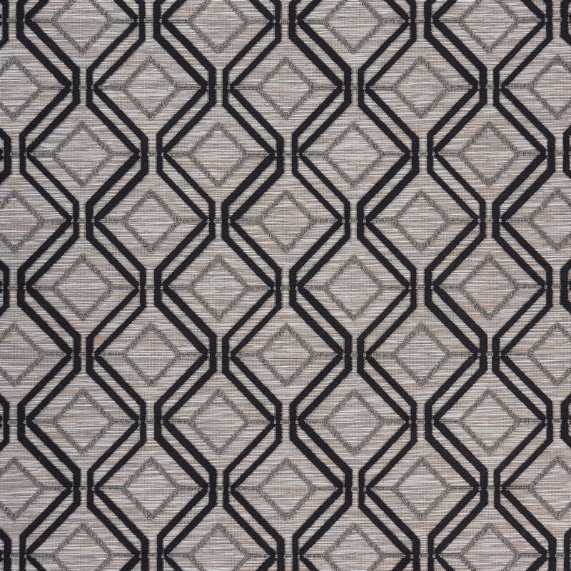 5' x 7' Black Geometric Indoor Outdoor Area Rug