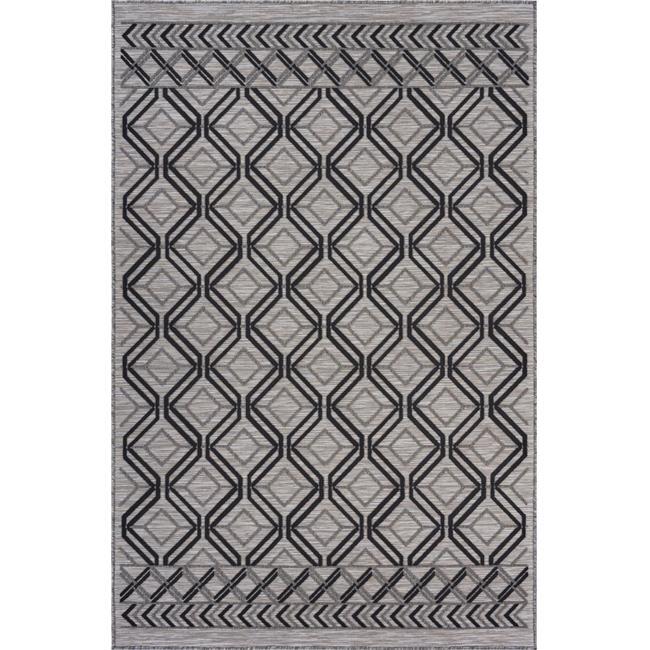 8' x 10' Black Geometric Indoor Outdoor Area Rug