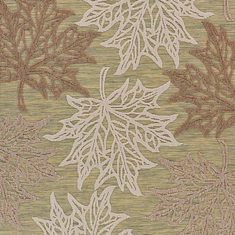 8' x 10' Tan Maple Leaf Indoor Outdoor Area Rug