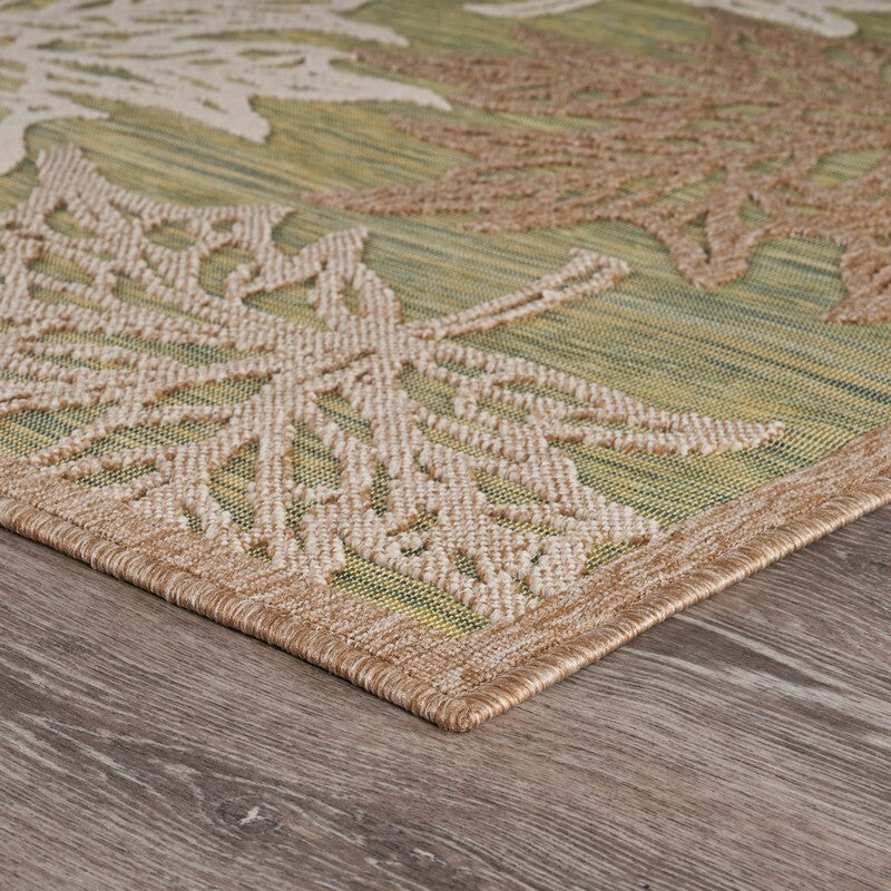 8' x 10' Tan Maple Leaf Indoor Outdoor Area Rug