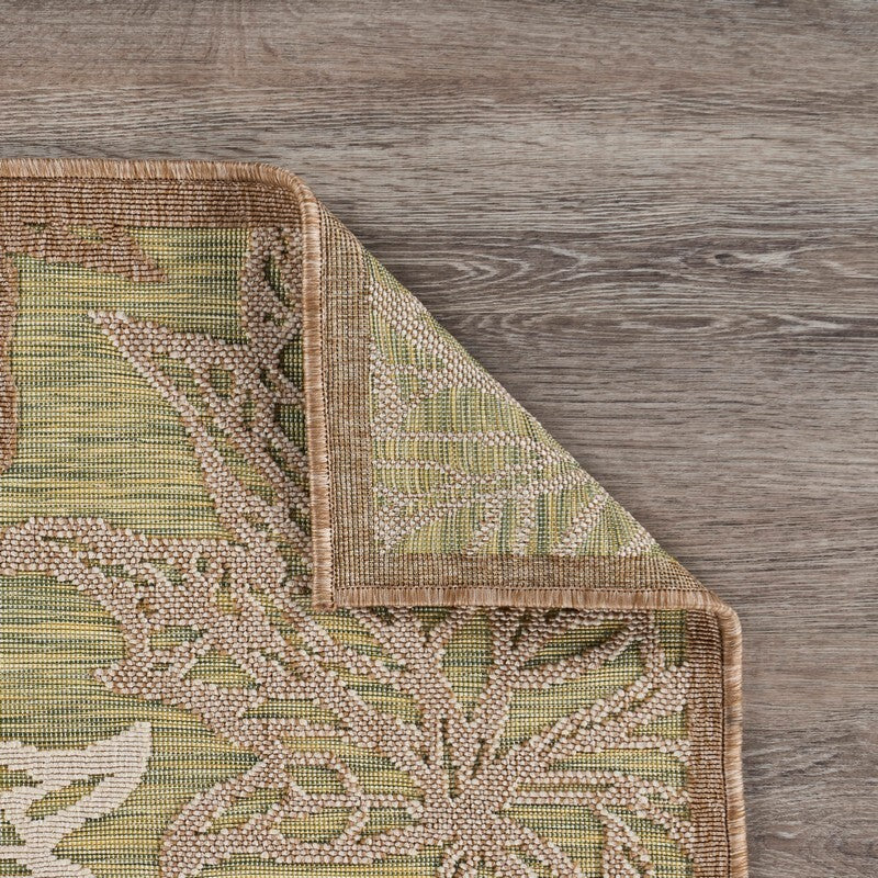 8' x 10' Tan Maple Leaf Indoor Outdoor Area Rug