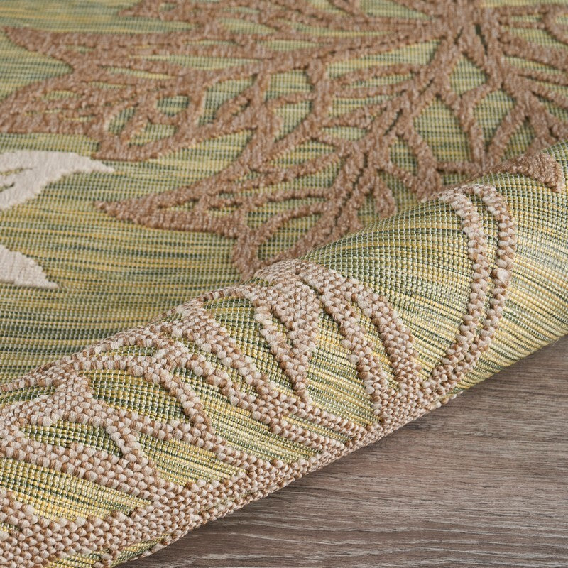 8' x 10' Tan Maple Leaf Indoor Outdoor Area Rug