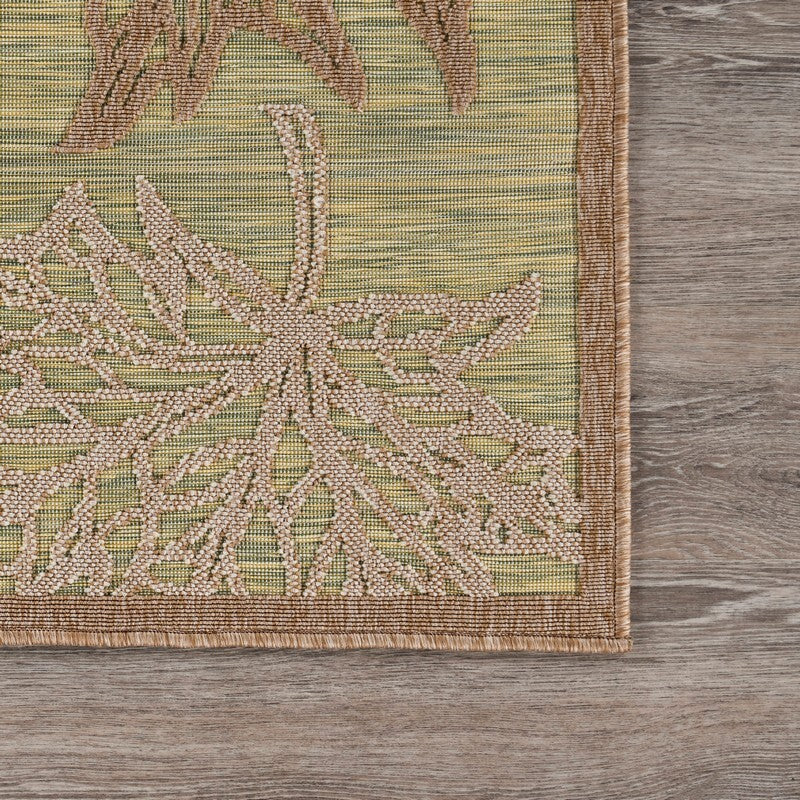 8' x 10' Tan Maple Leaf Indoor Outdoor Area Rug