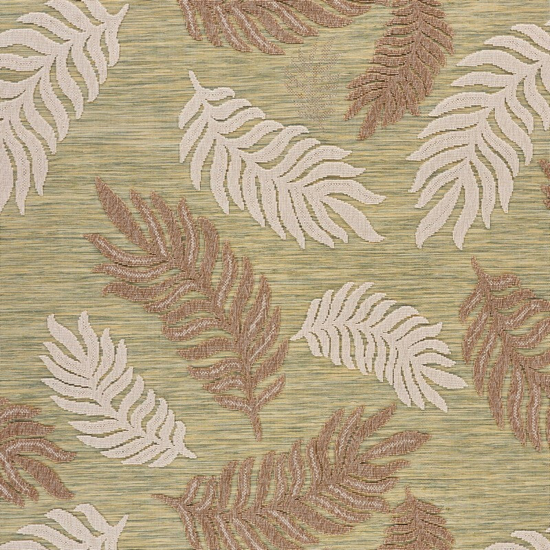 8' x 10' Tan Tropical Sprigs Indoor Outdoor Area Rug