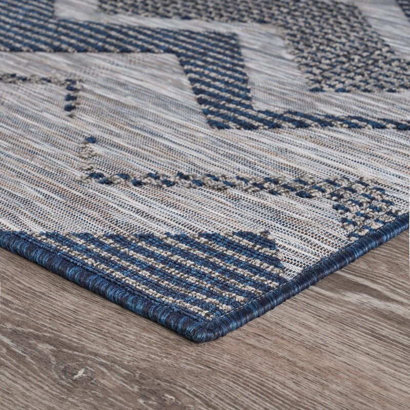 8' x 10' Navy Zig Zag Indoor Outdoor Area Rug