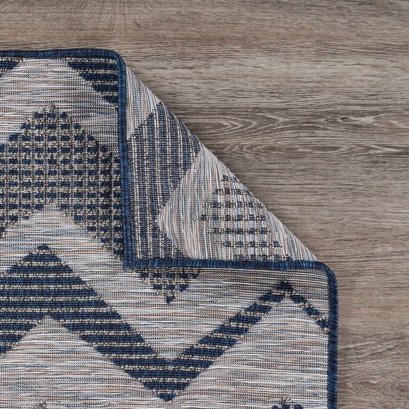 8' x 10' Navy Zig Zag Indoor Outdoor Area Rug