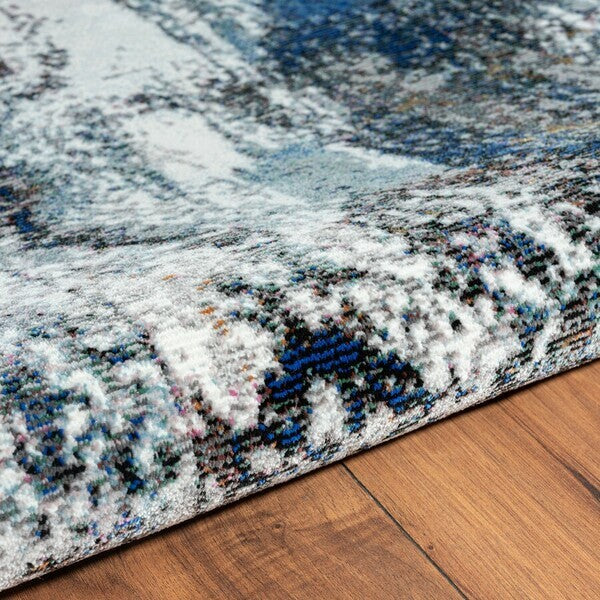 8' x 10' Shades of Blue and Gray Abstract Marble Area Rug