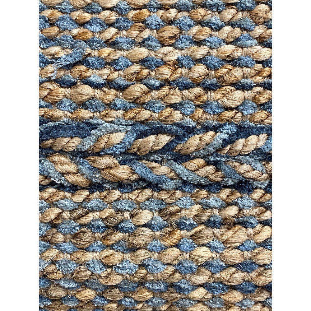 5' x 7' Blue and Tan Braided Stripe Area Rug